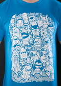 náhľad - Doodle modré pánske tričko