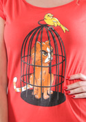 náhľad - Vtáčia odplata červené dámske tričko