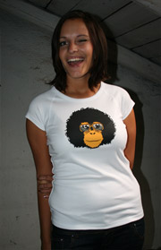 náhľad - Retro opičiak biele dámske tričko