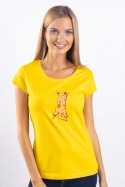 náhľad - Spiace mačiatko žlté dámske tričko