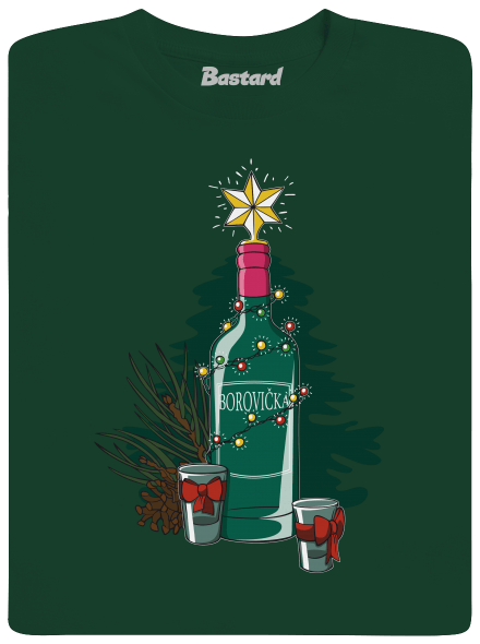 Vianočná borovička pánske tričko  Bottle Green