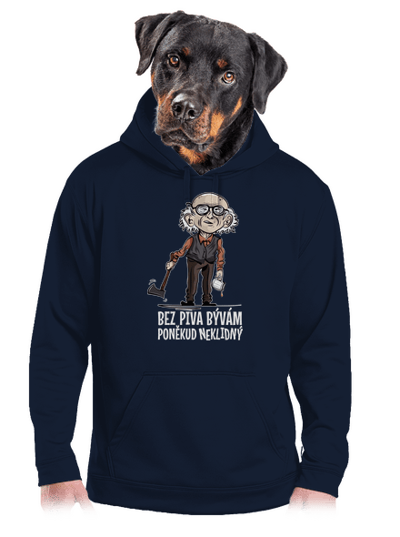 Neklidný bez piva pánska mikina klokanka Navy