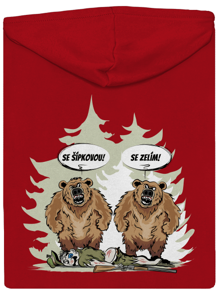 Medvede pánska mikina na zips Red