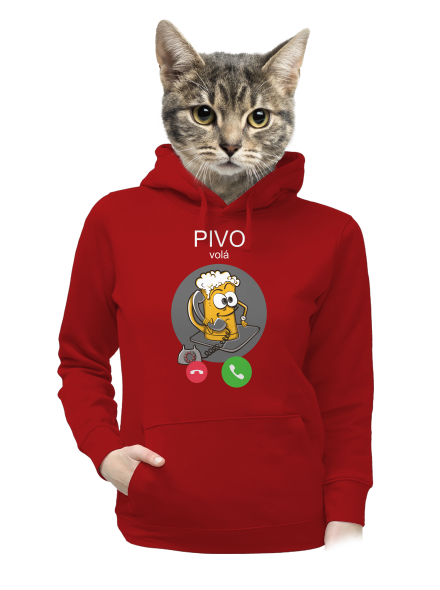 Pívo volá dámska mikina klokanka Red Mal