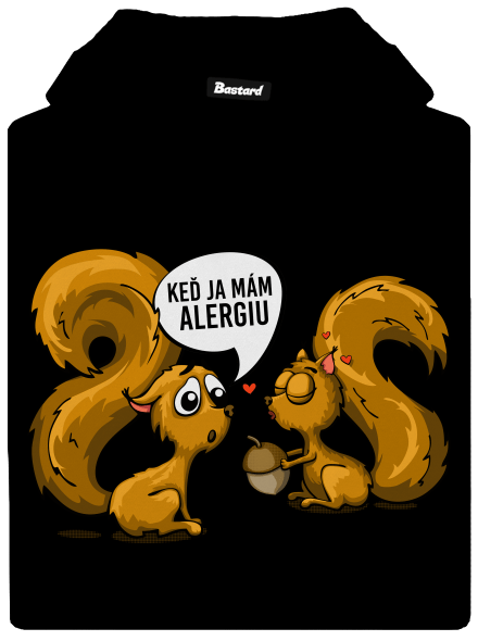 Alergická veverička pánska mikina klokanka  Black