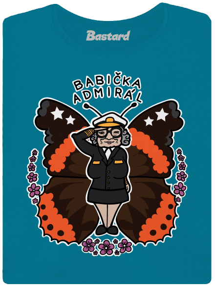 Babička admirál dámske tričko s lemom Turquoise