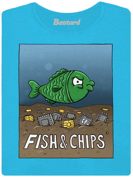 Fish and IT chips dámske tričko s lemom  Blue Atol