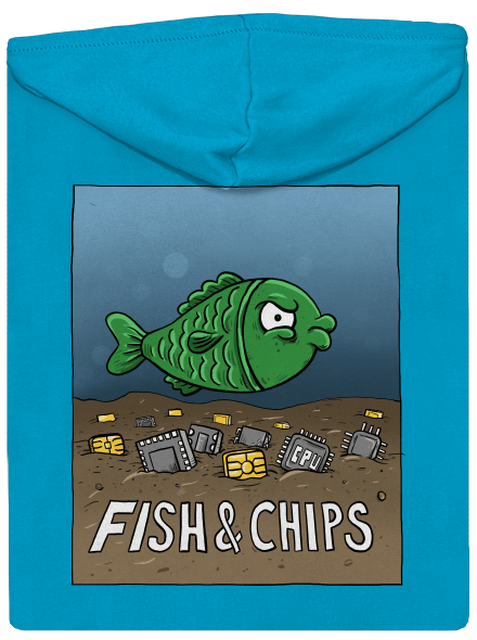 Fish and IT chips dámska mikina na zips  Blue Atol