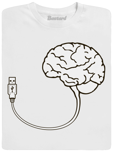 USB mozog pánske tričko  White