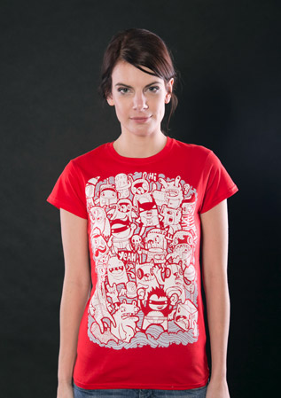 Doodle červené dámske tričko