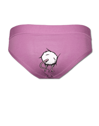 Myš v zadku - fialové nohavičky