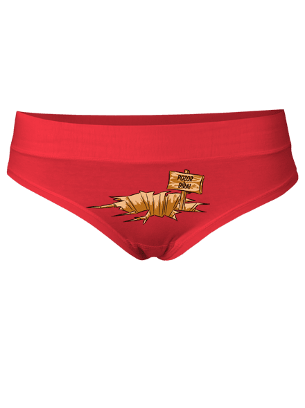 Pozor díra - červené nohavičky