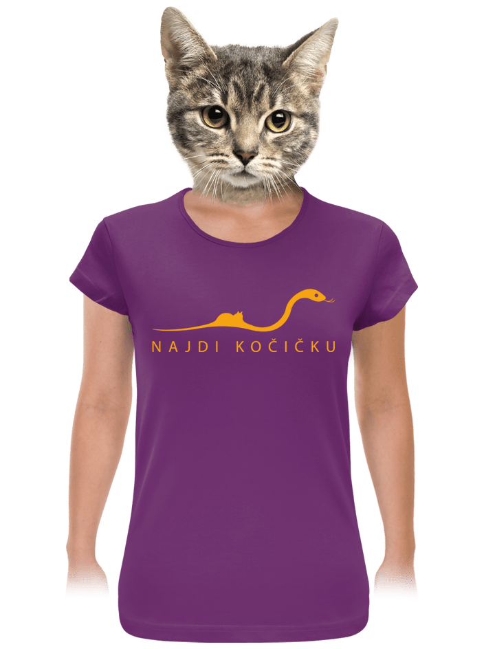 Najdi kočičku fialové dámske tričko