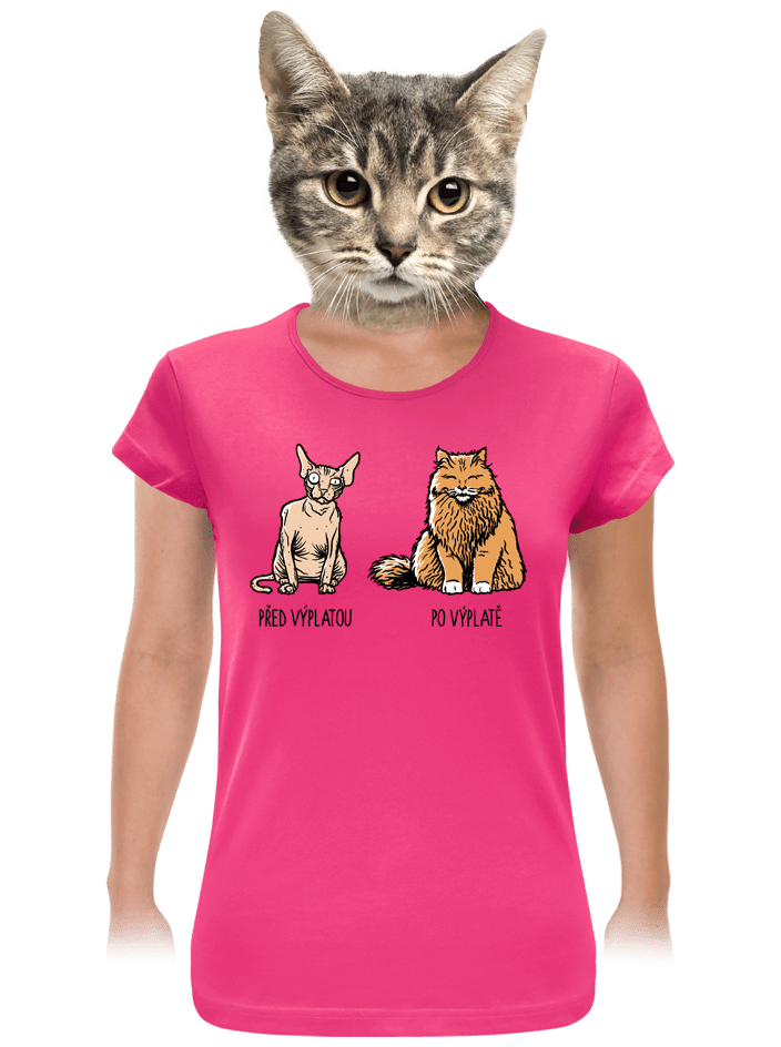 Kočka před výplatou dámske tričko