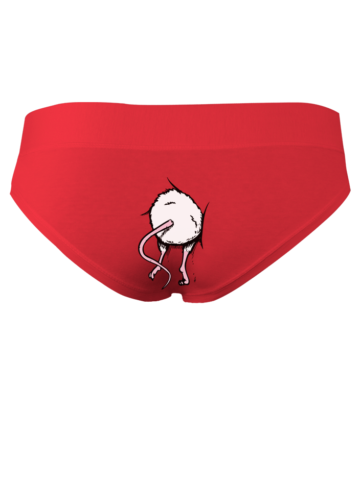 Myš v zadku - červené nohavičky