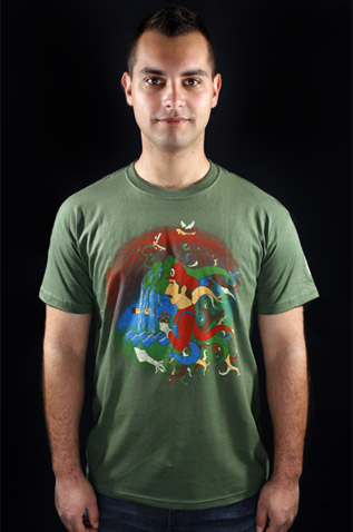 Mario's Trip zelené pánske tričko